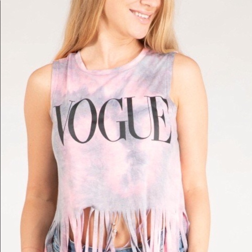 Vogue Graphic Print Tie-Dye Tank